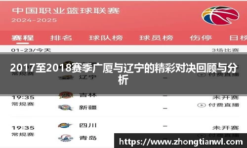 2017至2018赛季广厦与辽宁的精彩对决回顾与分析